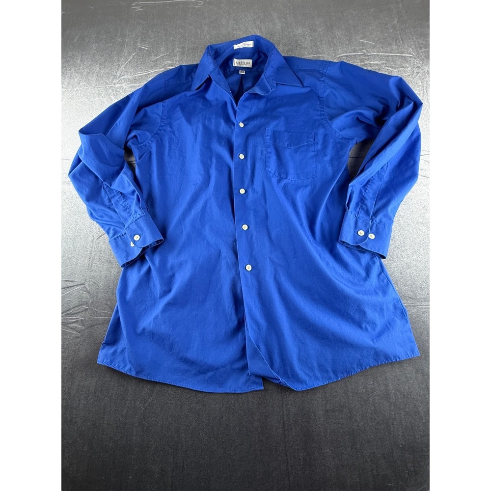 Van Heusen Mens Royal Blue Wrinkle Free Poplin Button Down Shirt 15.5 32/33 M